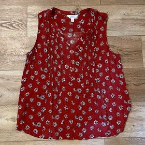 Dark Red Floral Market & Spruce Tank Size 2X